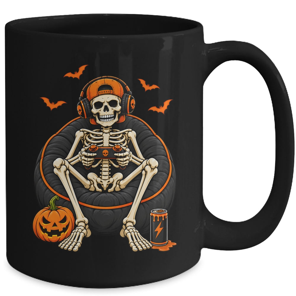 Funny Halloween Skeleton Gamer Video Gaming Mens Boys Kids Mug | teecentury