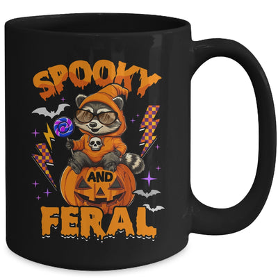 Funny Halloween Spooky And Feral Raccoon Pumpkin Boys Kids Mug | teecentury