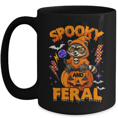 Funny Halloween Spooky And Feral Raccoon Pumpkin Boys Kids Mug | teecentury