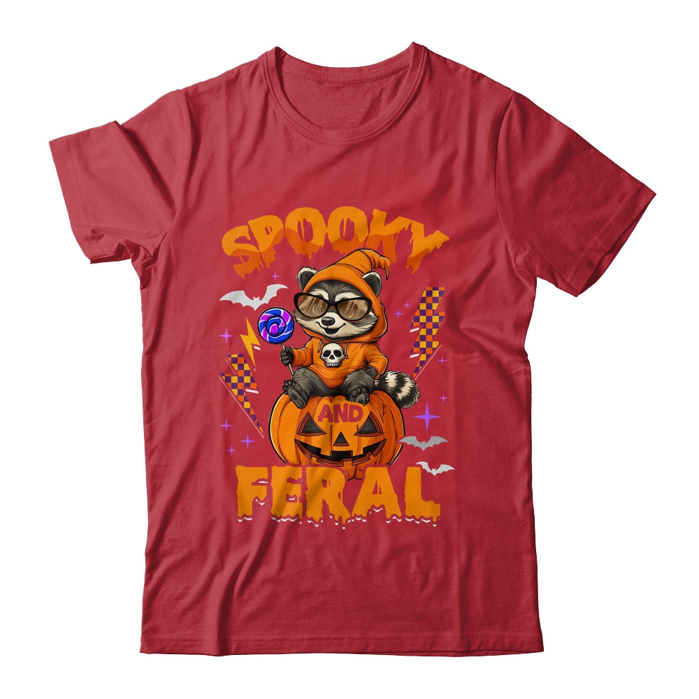 Funny Halloween Spooky And Feral Raccoon Pumpkin Boys Kids Shirt & Hoodie | teecentury