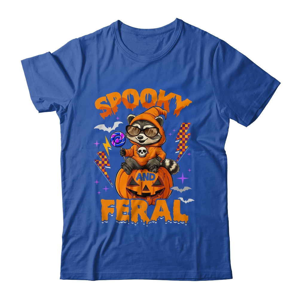 Funny Halloween Spooky And Feral Raccoon Pumpkin Boys Kids Shirt & Hoodie | teecentury