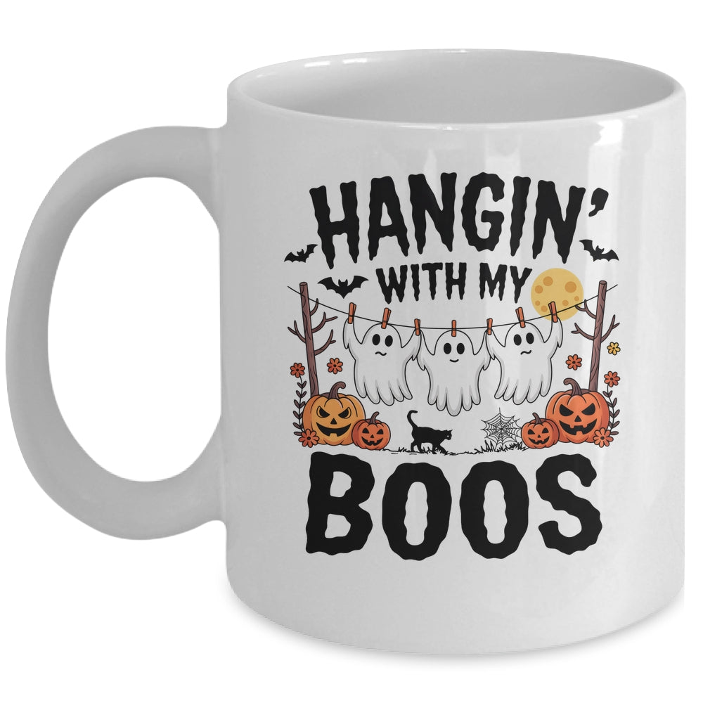 Funny Hangin' With My Boos Ghosts Halloween Pumpkin Bat Mug | teecentury