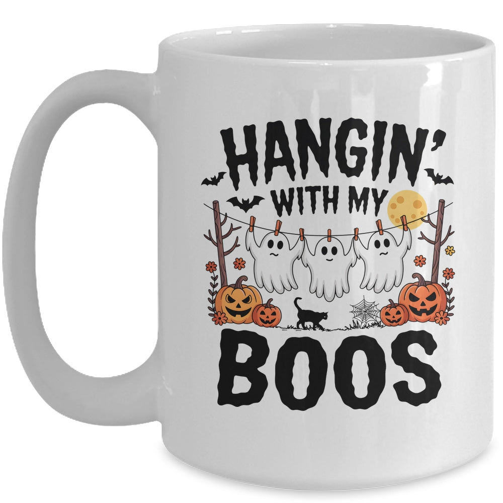 Funny Hangin' With My Boos Ghosts Halloween Pumpkin Bat Mug | teecentury
