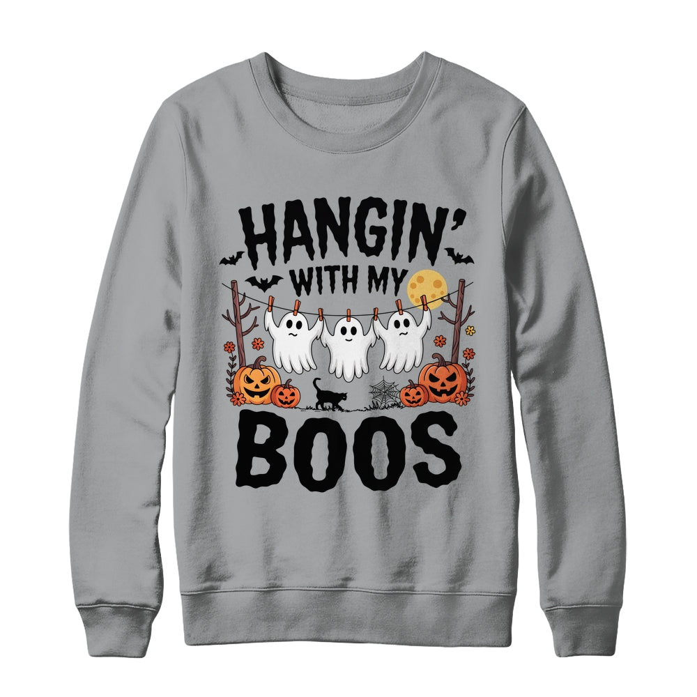 Funny Hangin' With My Boos Ghosts Halloween Pumpkin Bat Shirt & Sweatshirt | teecentury