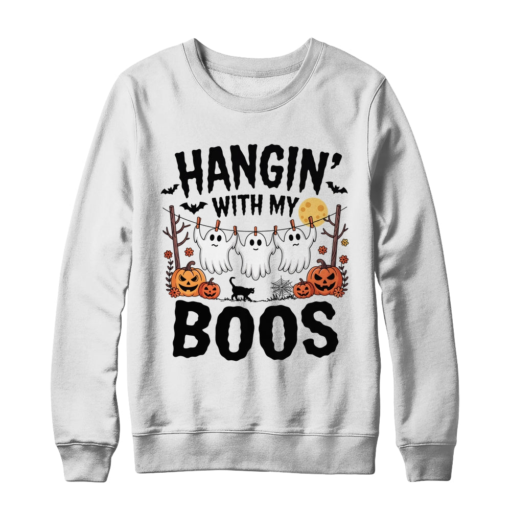 Funny Hangin' With My Boos Ghosts Halloween Pumpkin Bat Shirt & Sweatshirt | teecentury