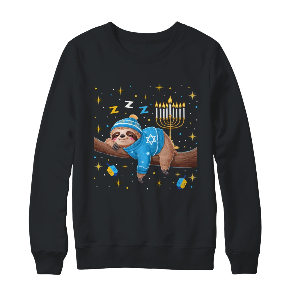 Funny Hanukkah Sloth Jewish Chanukah Sleeping Happy Hanukkah Shirt & Sweatshirt | teecentury