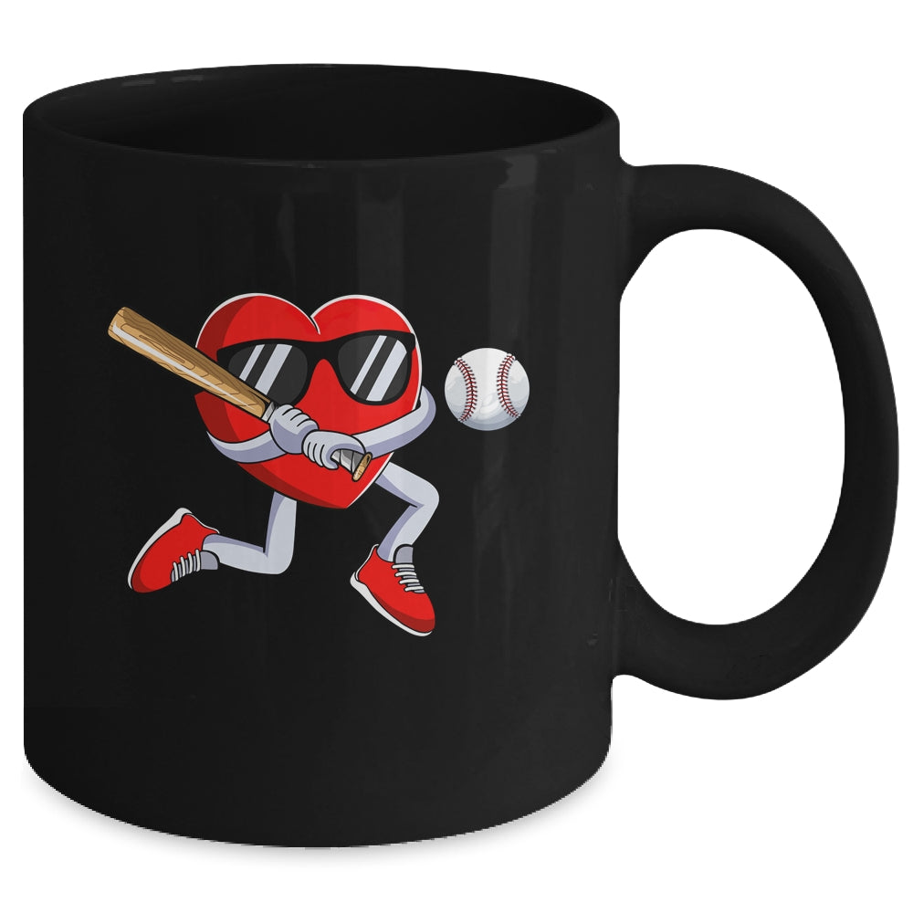 Funny Heart Playing Baseball Valentines Day Mens Boys Kids Mug | teecentury