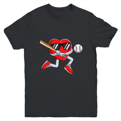 Funny Heart Playing Baseball Valentines Day Mens Boys Kids Youth Shirt | teecentury