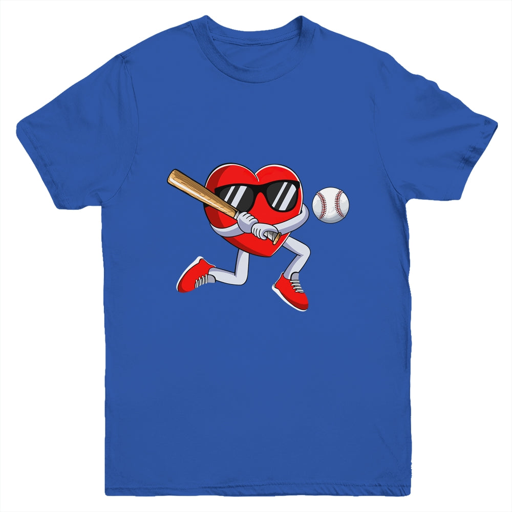 Funny Heart Playing Baseball Valentines Day Mens Boys Kids Youth Shirt | teecentury