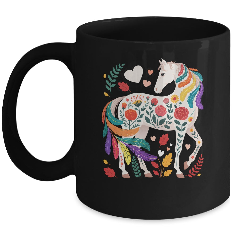 Funny Horses Lover Floral Horse Western Cowgirl Girls Women Mug | teecentury