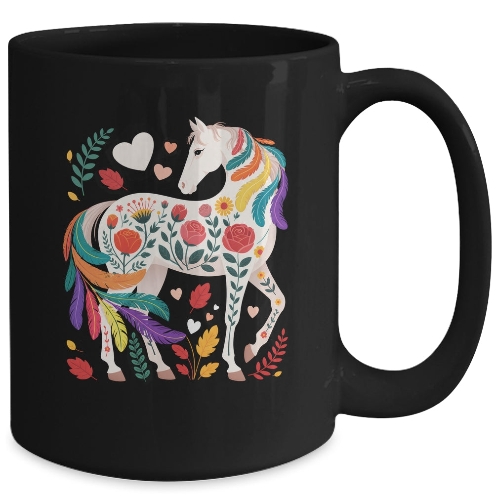 Funny Horses Lover Floral Horse Western Cowgirl Girls Women Mug | teecentury