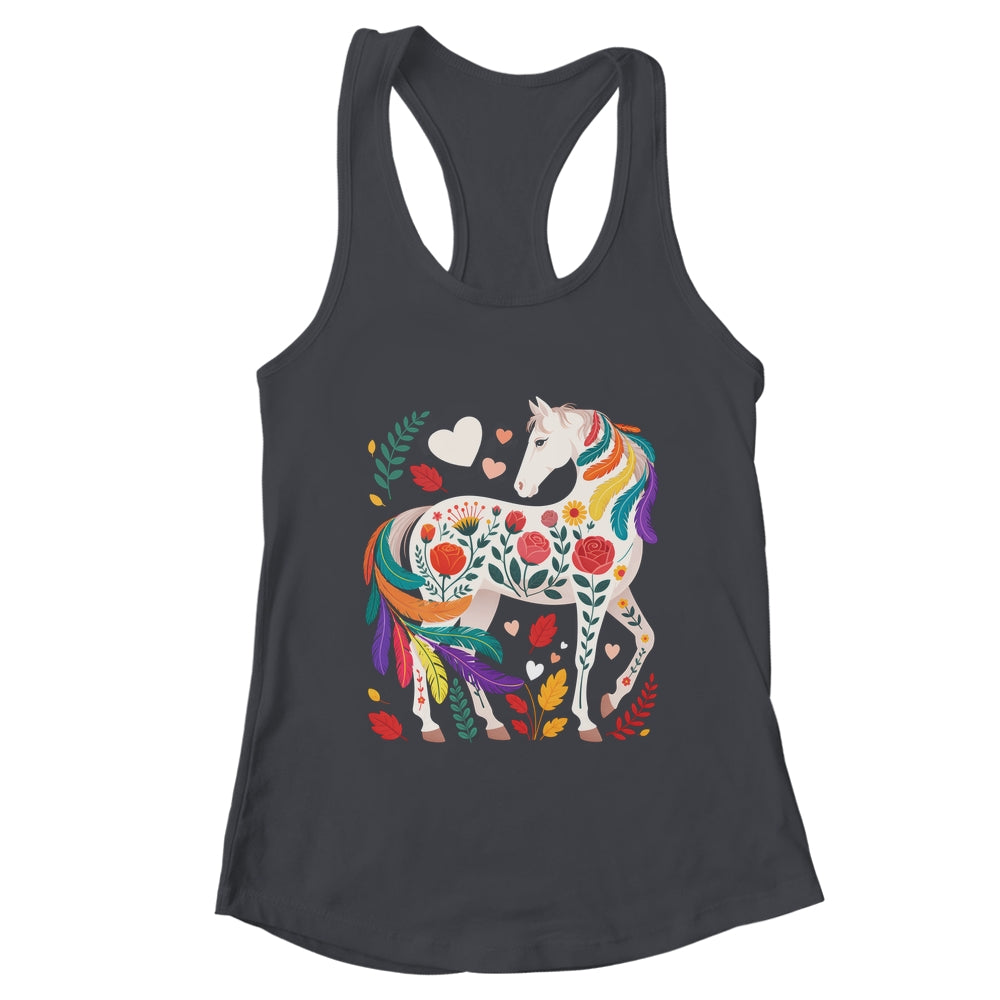 Funny Horses Lover Floral Horse Western Cowgirl Girls Women Shirt & Tank Top | teecentury
