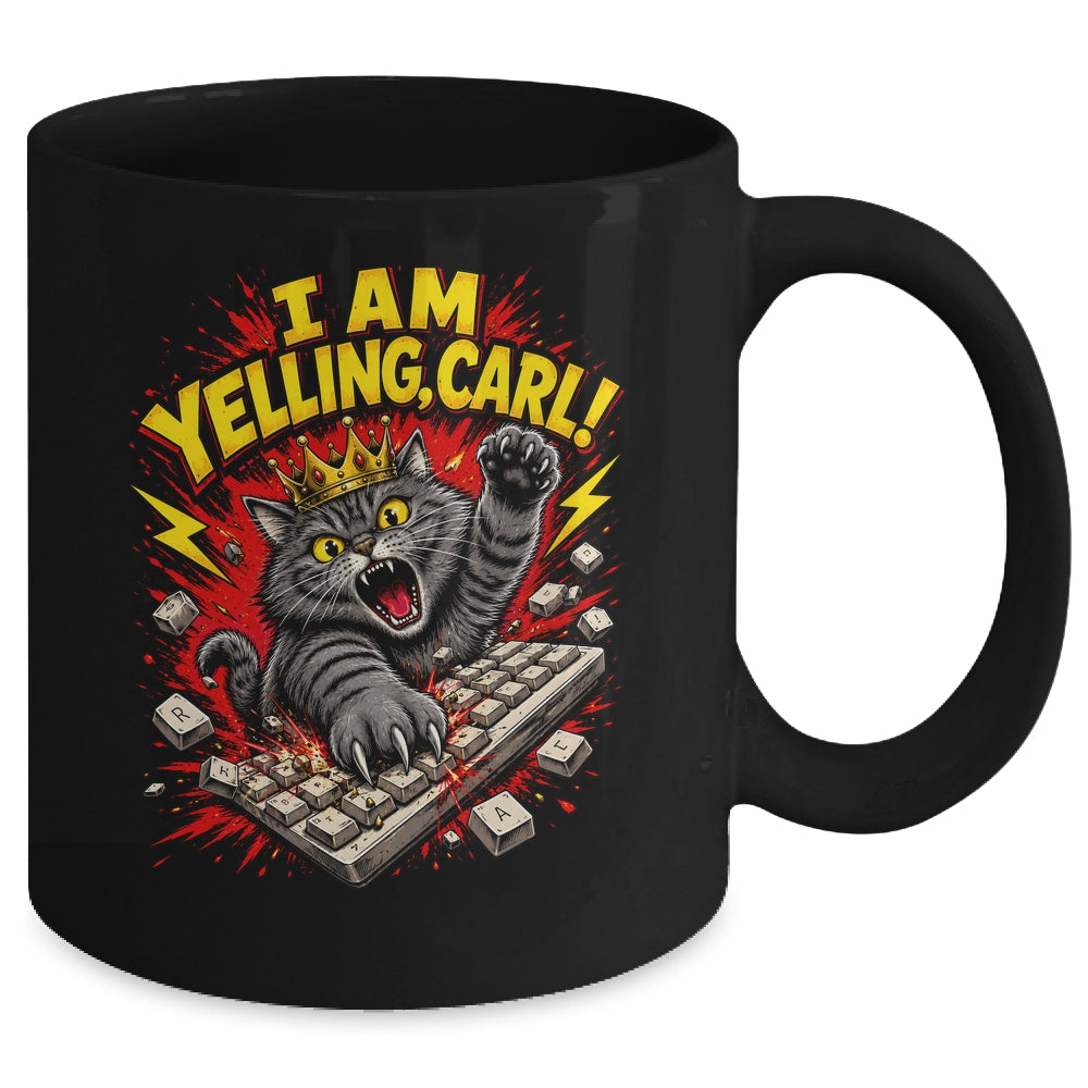 Funny I Am Yelling Carl Donut Cat Meme Mug | teecentury