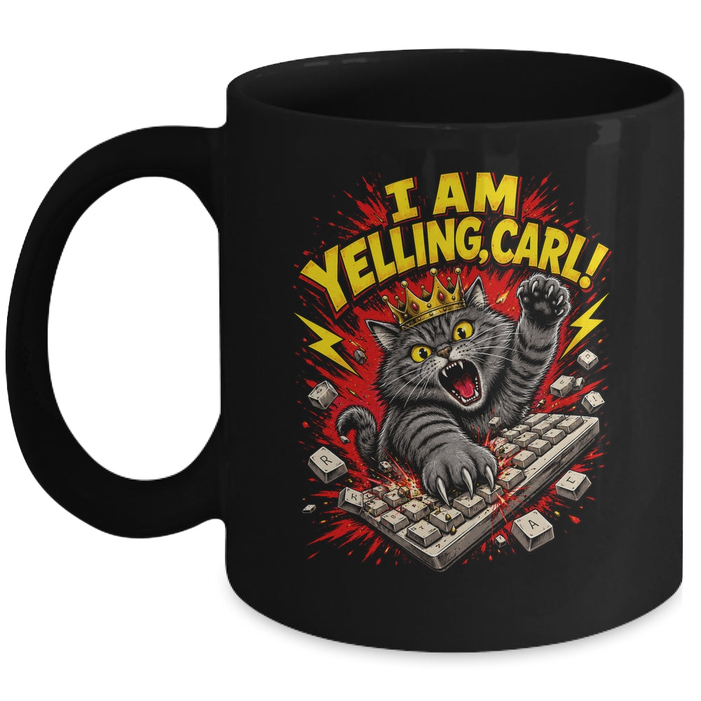 Funny I Am Yelling Carl Donut Cat Meme Mug | teecentury