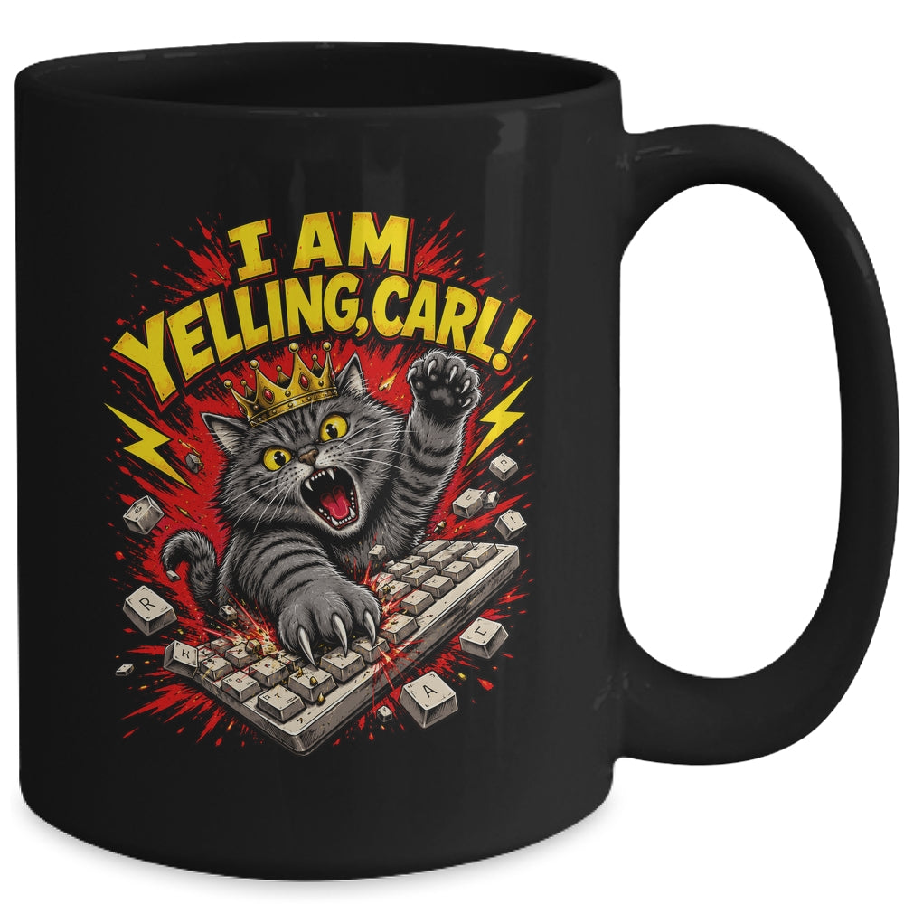 Funny I Am Yelling Carl Donut Cat Meme Mug | teecentury