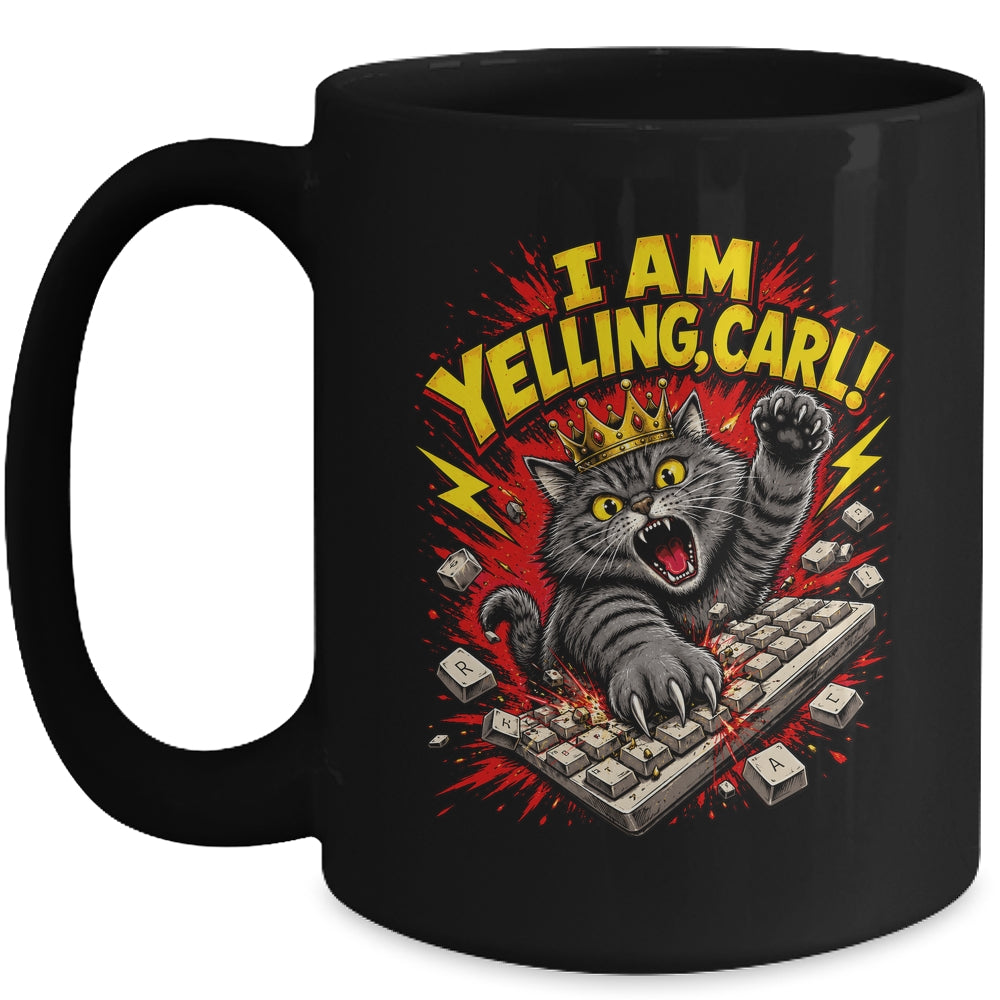 Funny I Am Yelling Carl Donut Cat Meme Mug | teecentury