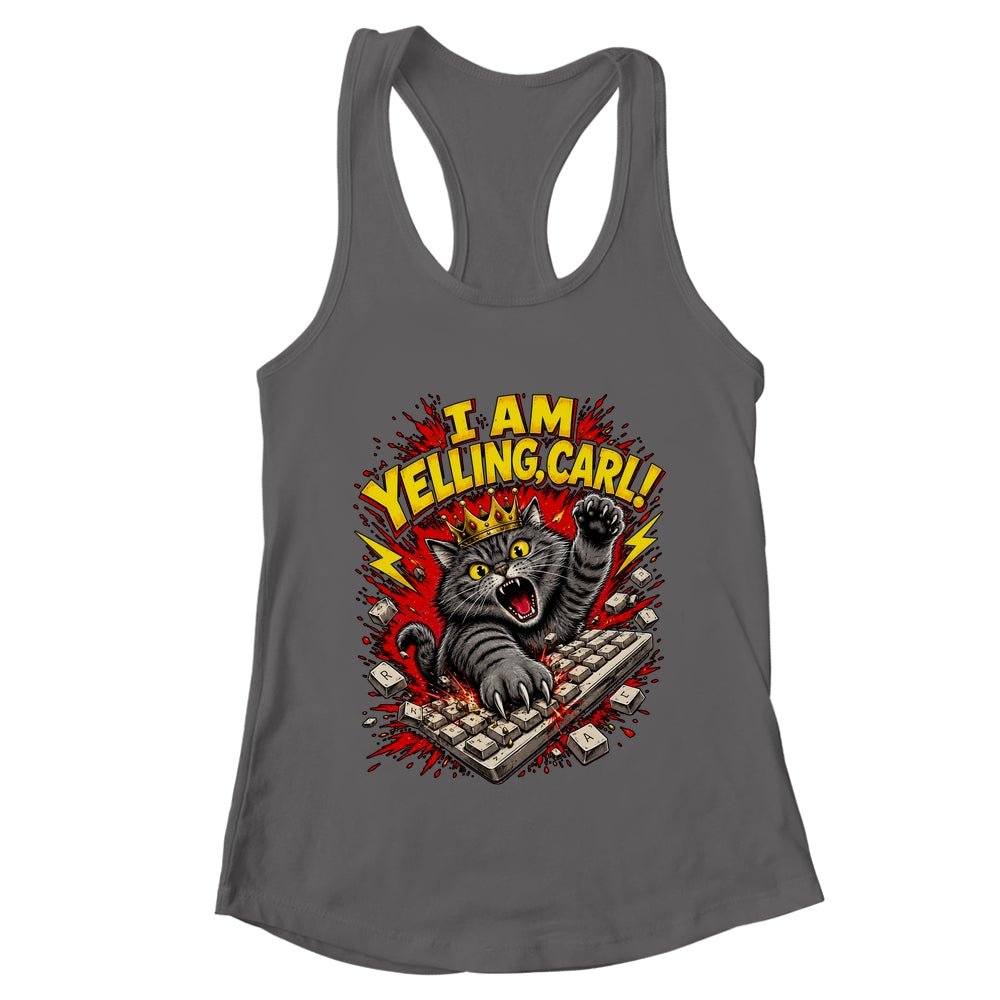 Funny I Am Yelling Carl Donut Cat Meme Shirt & Tank Top | teecentury