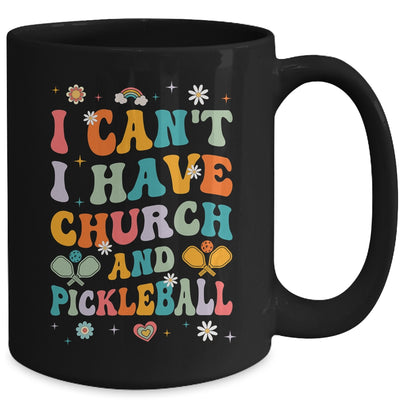 Funny I Can't I Have Church And Pickleball Art Groovy Mug | teecentury