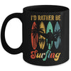 Funny I'd Rather Be Surfing Surf Board Beach Surfer Retro Mug | teecentury