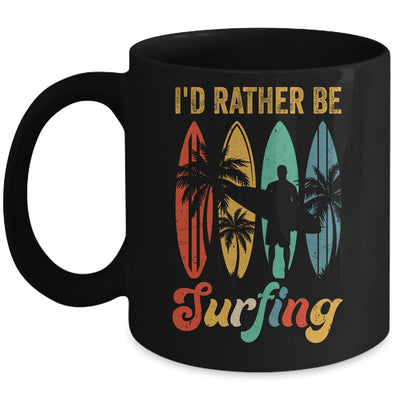 Funny I'd Rather Be Surfing Surf Board Beach Surfer Retro Mug | teecentury