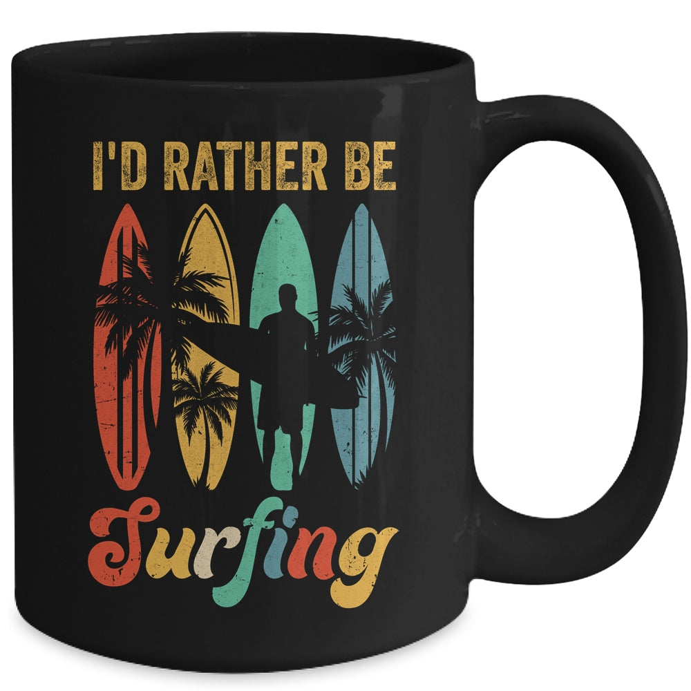 Funny I'd Rather Be Surfing Surf Board Beach Surfer Retro Mug | teecentury