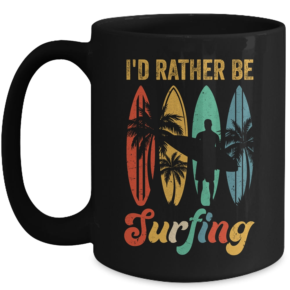 Funny I'd Rather Be Surfing Surf Board Beach Surfer Retro Mug | teecentury
