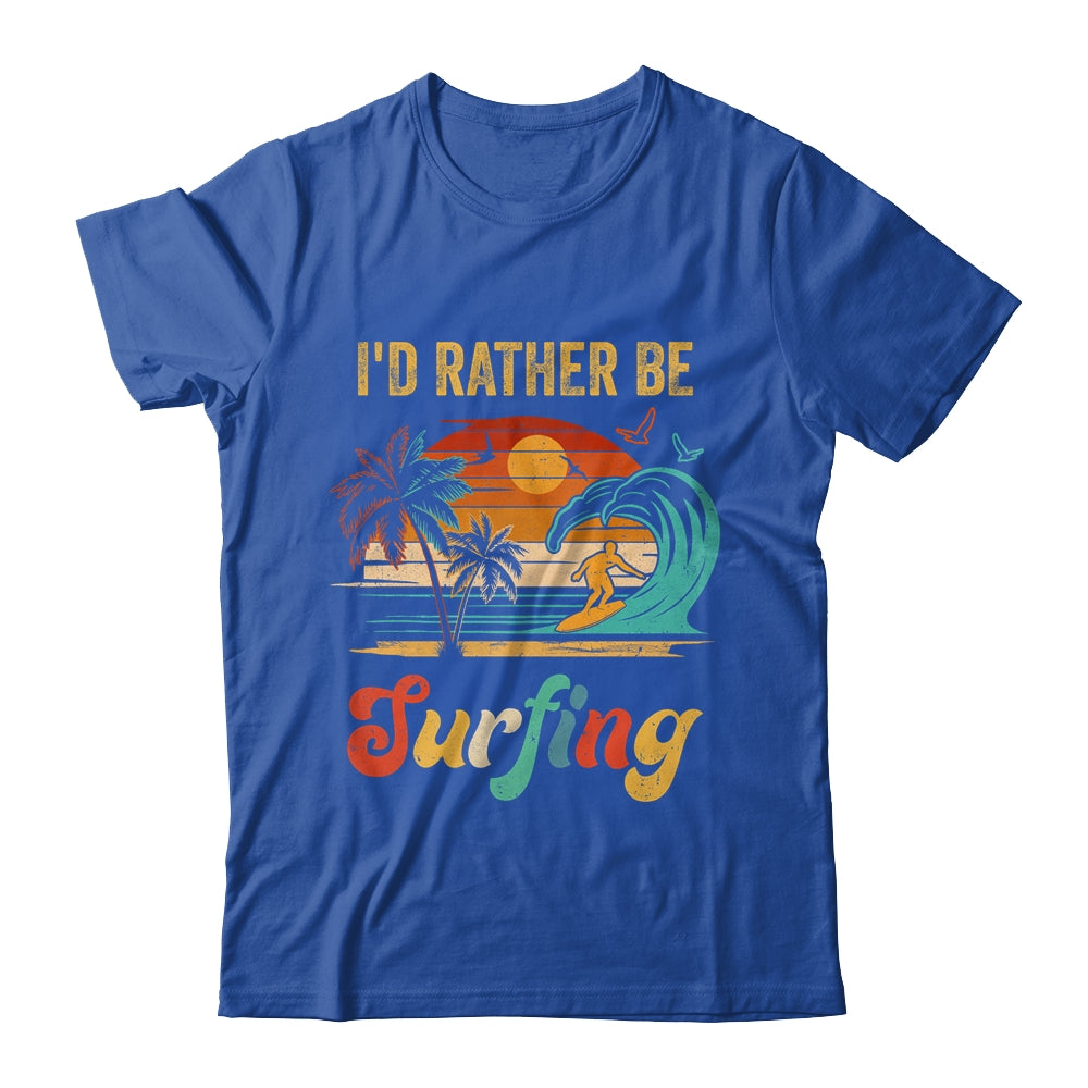 Funny I'd Rather Be Surfing Surfboard Beach Surfer Vintage Shirt & Hoodie | teecentury