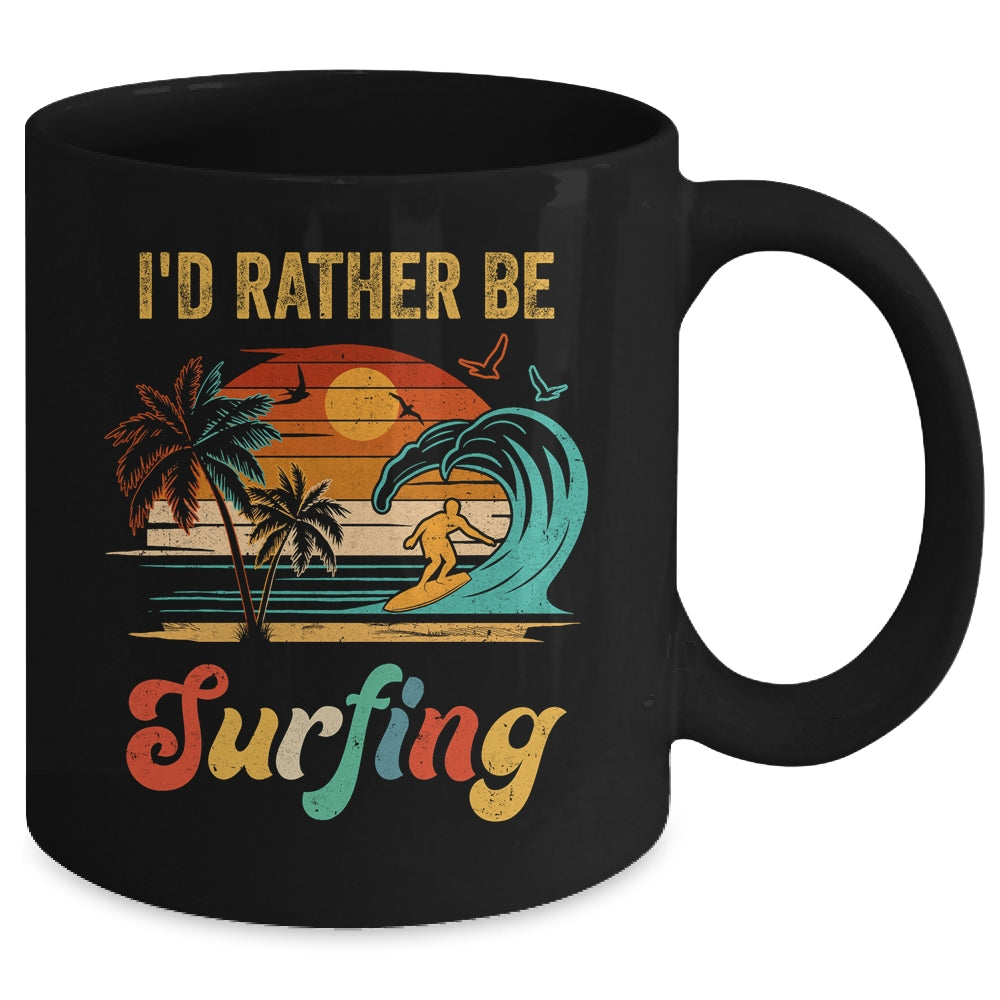 Funny I'd Rather Be Surfing Surfboard Beach Surfer Vintage Mug | teecentury