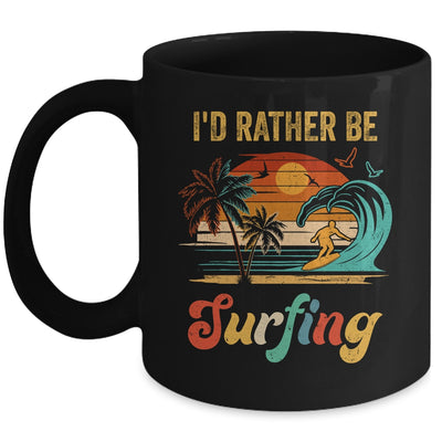 Funny I'd Rather Be Surfing Surfboard Beach Surfer Vintage Mug | teecentury