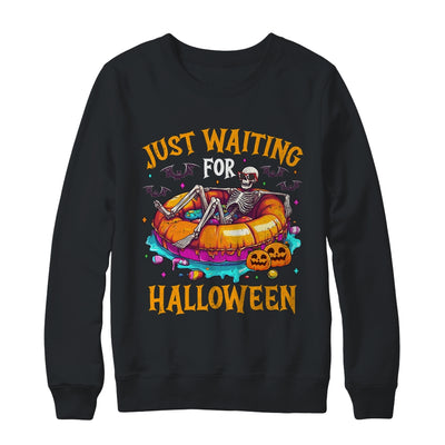 Funny Just Waiting For Halloween Skeleton Spooky Vibe Summer Shirt & Sweatshirt | teecentury