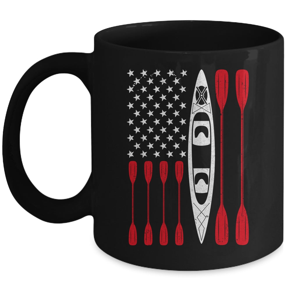Funny Kayaking Kayak For Men Women Cool American Flag Mug | teecentury