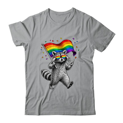 Funny LGBT Ally Raccoon Holding A Rainbow Flag Lgbt Support Shirt & Tank Top | teecentury