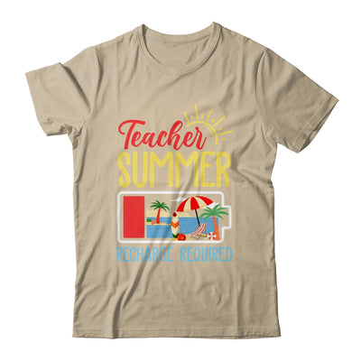 Funny Last Day Of School Teacher Summer Recharge Required Shirt & Tank Top | teecentury