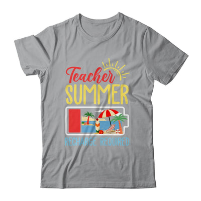 Funny Last Day Of School Teacher Summer Recharge Required Shirt & Tank Top | teecentury