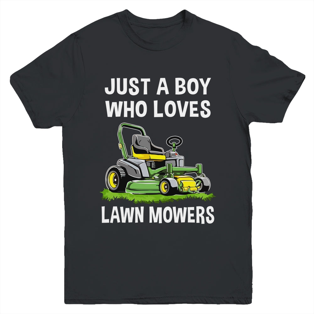 Funny Lawn Mowing For Boys Lawn Mower Farm Gardening Kids Youth Shirt | teecentury