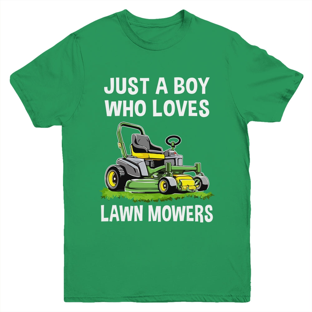 Funny Lawn Mowing For Boys Lawn Mower Farm Gardening Kids Youth Shirt | teecentury