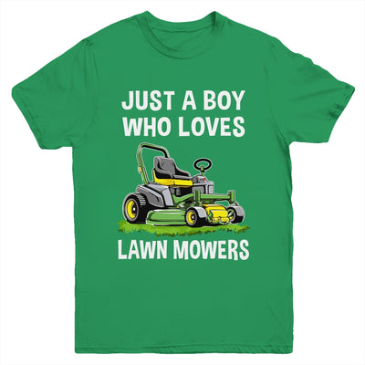 Funny Lawn Mowing For Boys Lawn Mower Farm Gardening Kids Youth Shirt | teecentury