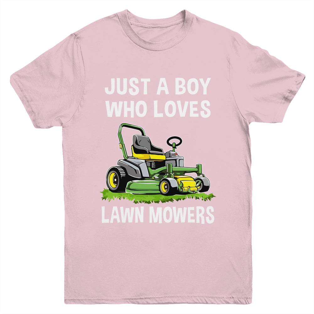 Funny Lawn Mowing For Boys Lawn Mower Farm Gardening Kids Youth Shirt | teecentury