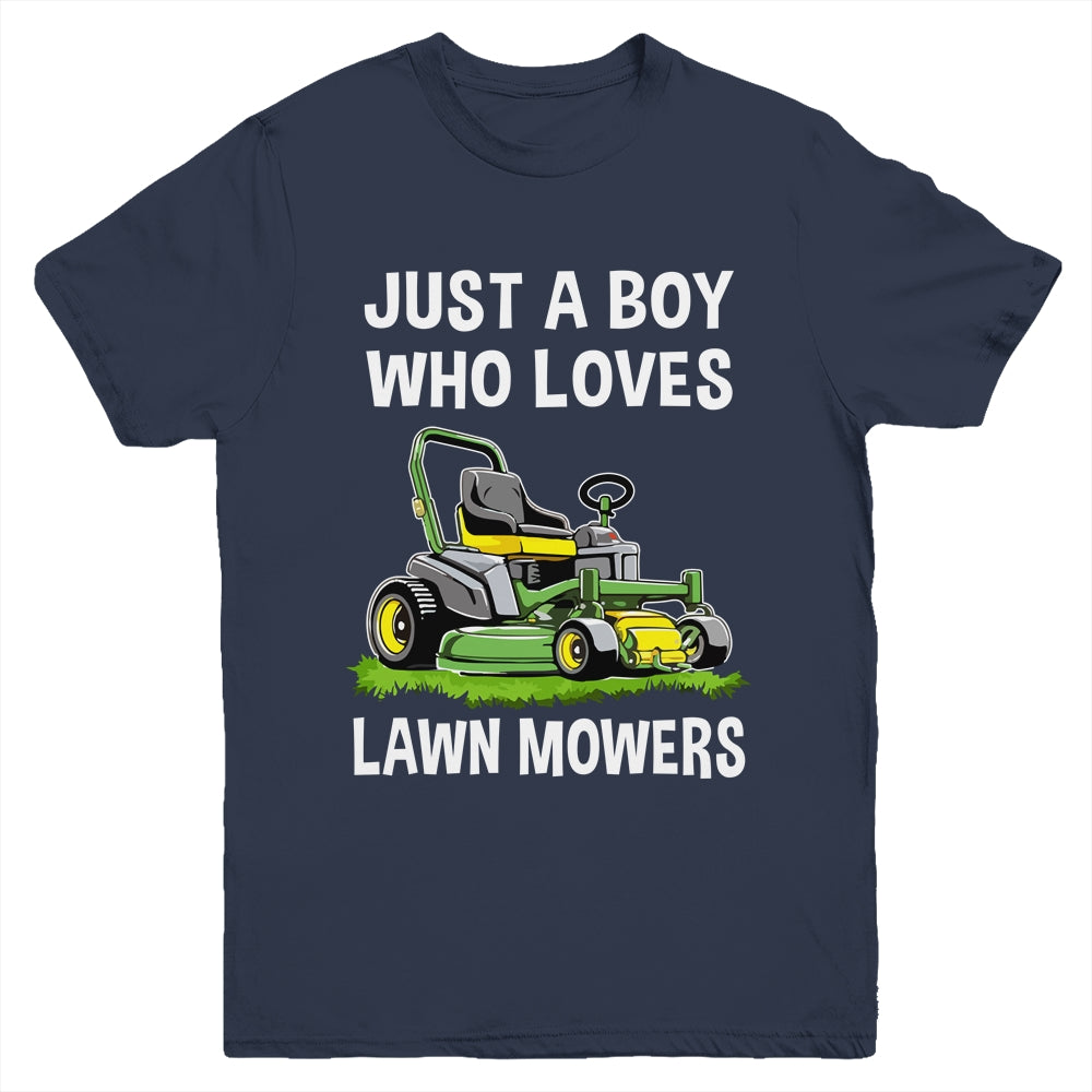 Funny Lawn Mowing For Boys Lawn Mower Farm Gardening Kids Youth Shirt | teecentury