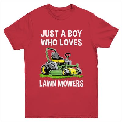 Funny Lawn Mowing For Boys Lawn Mower Farm Gardening Kids Youth Shirt | teecentury