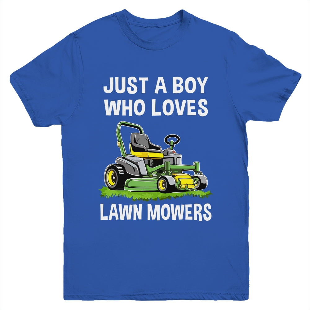 Funny Lawn Mowing For Boys Lawn Mower Farm Gardening Kids Youth Shirt | teecentury