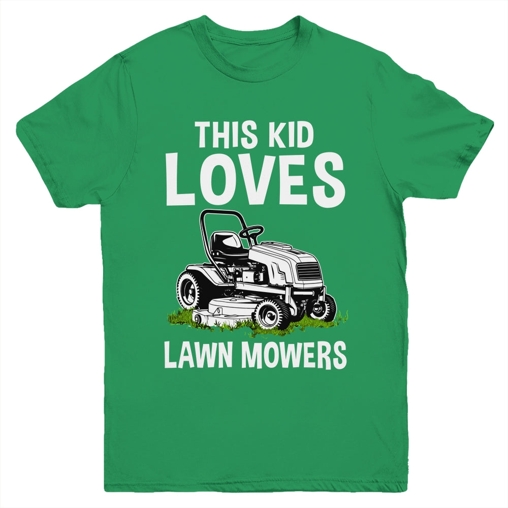Funny Lawn Mowing For Kids Lawn Mower Farm Gardening Youth Shirt | teecentury