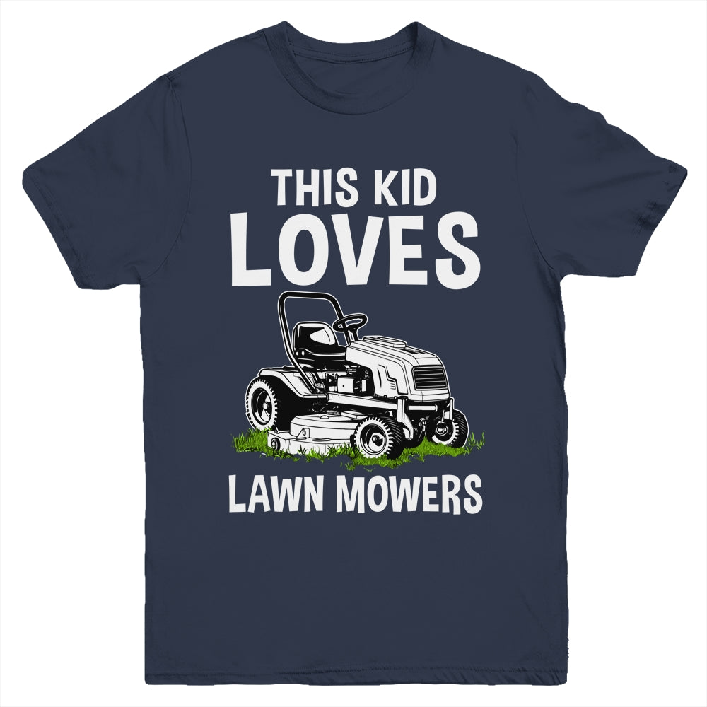 Funny Lawn Mowing For Kids Lawn Mower Farm Gardening Youth Shirt | teecentury