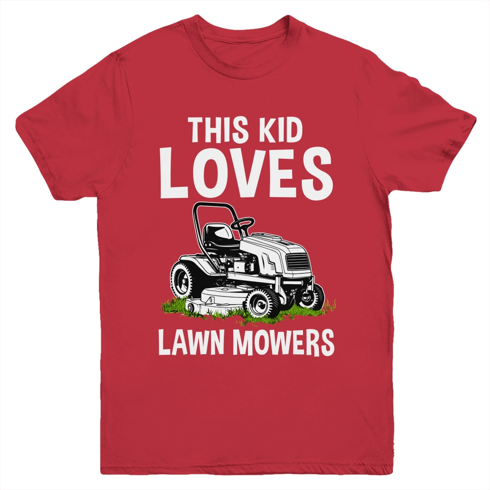 Funny Lawn Mowing For Kids Lawn Mower Farm Gardening Youth Shirt | teecentury