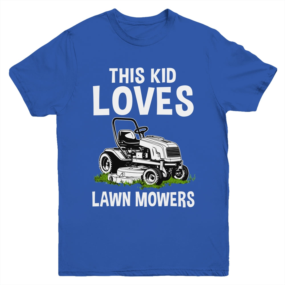 Funny Lawn Mowing For Kids Lawn Mower Farm Gardening Youth Shirt | teecentury