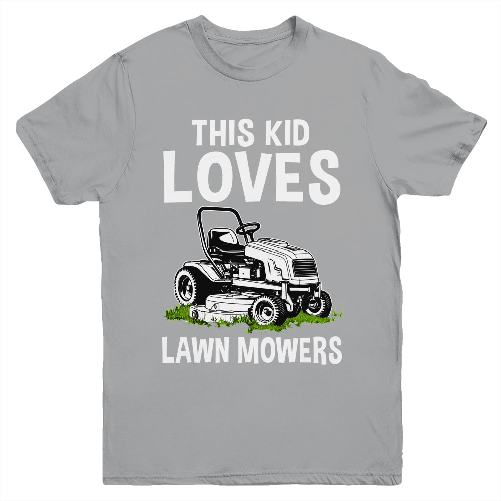 Funny Lawn Mowing For Kids Lawn Mower Farm Gardening Youth Shirt | teecentury