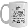 Funny Lawyer Law School Student Attorney If It Takes 3 Years Mug | teecentury