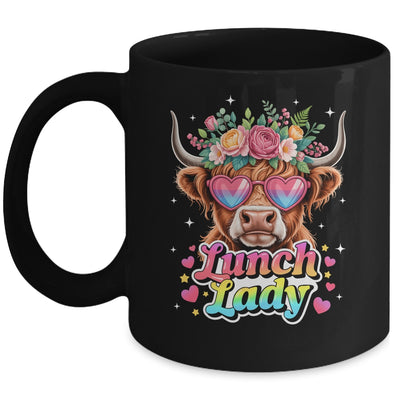 Funny Lunch Lady Valentines Highland Cow Sunglasses Heart Mug | teecentury