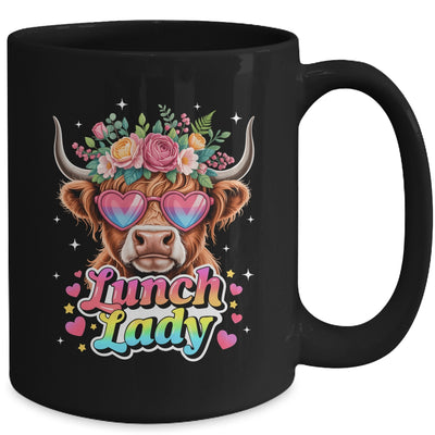 Funny Lunch Lady Valentines Highland Cow Sunglasses Heart Mug | teecentury