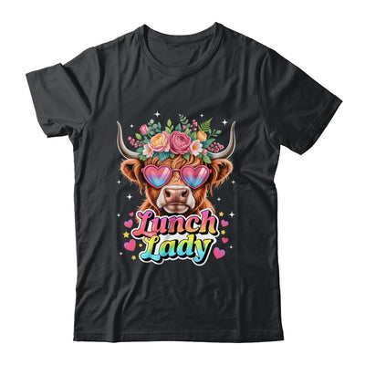 Funny Lunch Lady Valentines Highland Cow Sunglasses Heart Shirt & Tank Top | teecentury